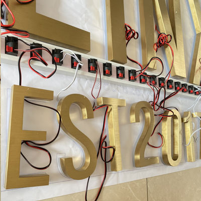 Gold Brush SS Illuminated Channel Letters Logo Sign Highspan