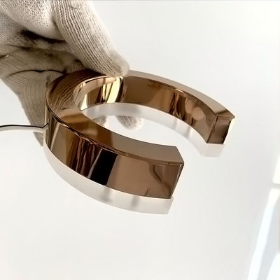 Rose Gold Mirror Backlit Stainless Steel Letters Tanda Logam Anti Karat Backlit