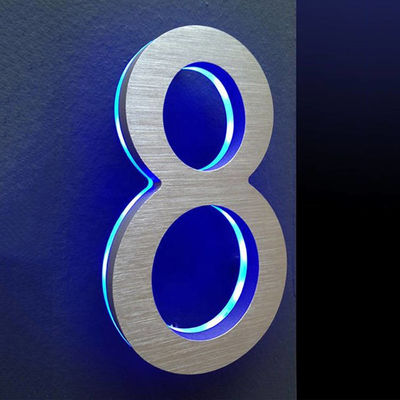 Silver Brush Metal House Door Numbers Dan Letters Halo Lighting