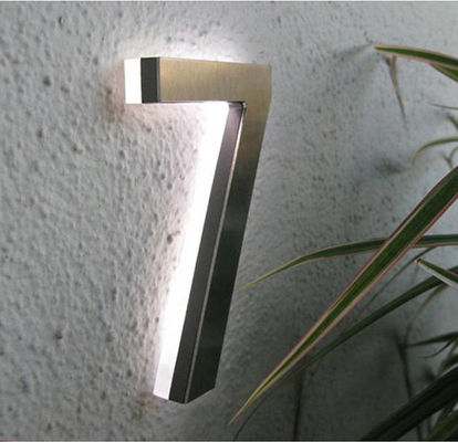 Silver Brush Metal House Door Numbers Dan Letters Halo Lighting