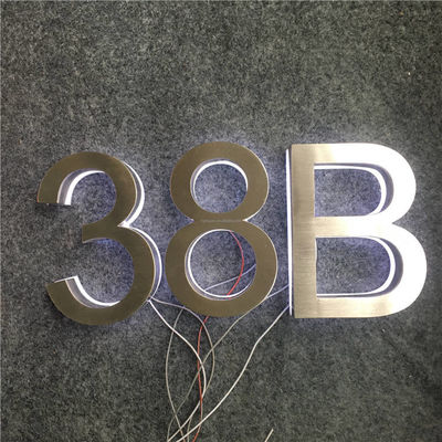 Silver Brush Metal House Door Numbers Dan Letters Halo Lighting