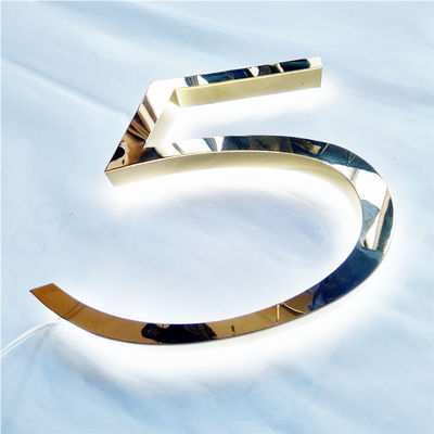 Tanda Nomor Rumah Sikat Emas Kecerahan Tinggi Potong Laser CE RoHS