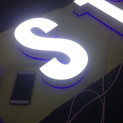 Wall Mount 3-5mm Acrylic Storefront Sign Front Lit Channel Letters Untuk Toko