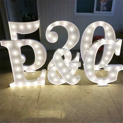 Akrilik Stainless Steel Light Up Marquee Letter Sign Numbers Dengan Bulbs