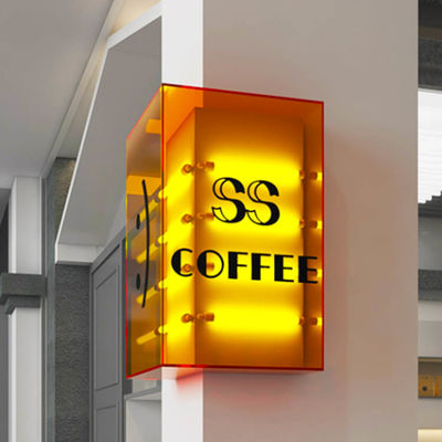 Akrilik Directional Led Coffee Shop Tanda Bangunan Kotak Lampu Tahan Air