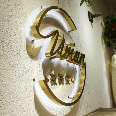 Stainless Steel Backlit Letter Sign Logo Toko Tukang Cukur 3000K-10000K