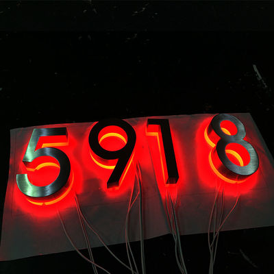 304 Stainless Steel Outdoor Led Number Sign Silver Brush RGB Light Numbers