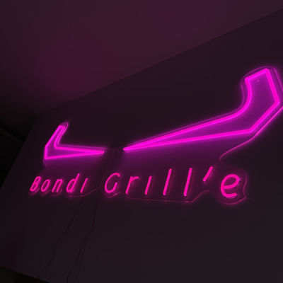 Outdoor Pink Shop Grill Neon Sign Personalisasi Iklan Bisnis