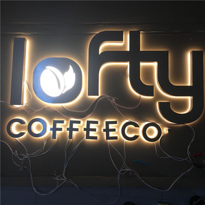 Resin Acrylic Backlit Channel Letters Disesuaikan Disikat Chrome 12VDC