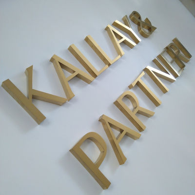 Interior Office Door Metal Letter Sign Dipoles Brushed SS304 Electro Plating