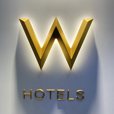 Tanda Bangunan Hotel Stainless Steel Acrylic Led Illuminated Channel Letters