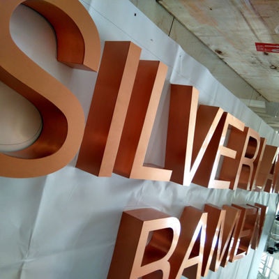 OEM Design Shop Logo Tembaga Sign Letters Flat Cut 10cm Sampai 100cm Tinggi